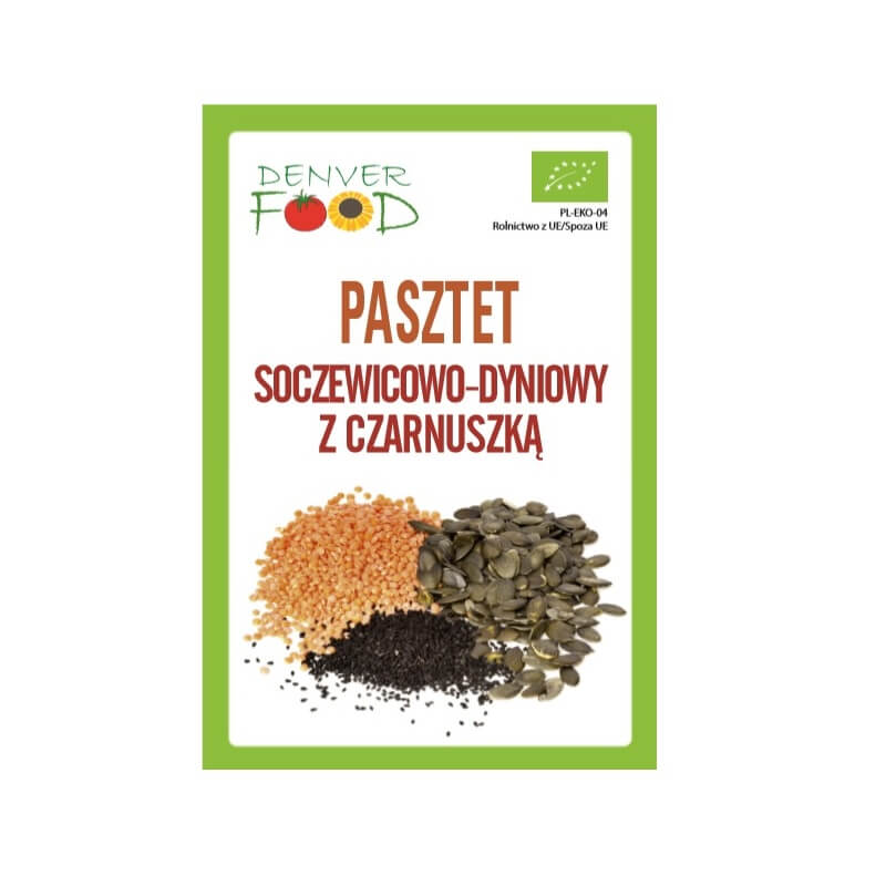 Linsen-Kürbis-Pastete mit Schwarzkümmel von DENVER FOOD, glutenfrei und bio, in 200 g Packung, cremige Konsistenz, vegan.