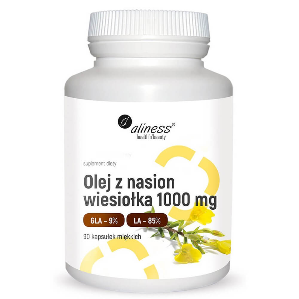 Gelbe ALINESS Nachtkerzenöl Weichkapseln mit 1000mg, 9% Gamma-Linolensäure, für Haut und Gesundheit, 90 Stück
