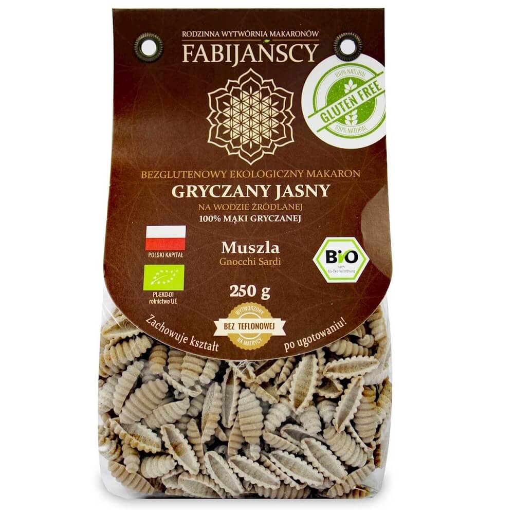 Weiße Buchweizennudeln, glutenfreie Schalengnocchi Sardi von FABIJAŃSCY, 250 g, frische Bio-Nudeln auf Bild