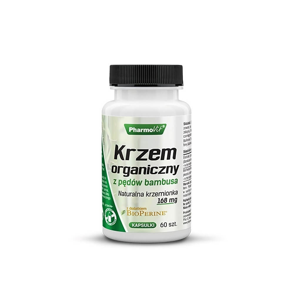Organische Silizium-Kapseln von PHARMOVIT aus Bambussprossen, mit Kieselsäure und Bioperin, 60 Kapseln