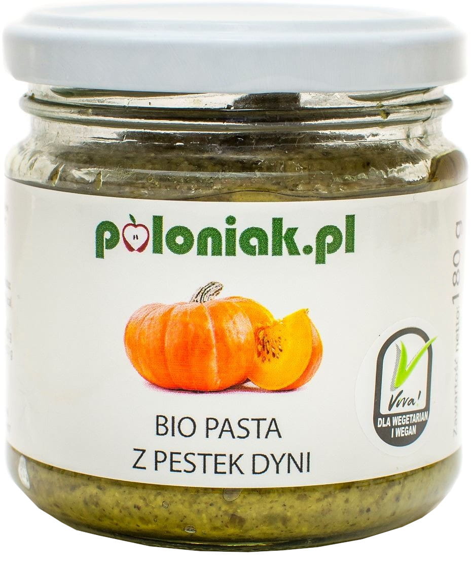 Bio Kürbiskernpaste von POLONIAK in 180 g Glas, cremige grüne Paste aus gerösteten Kürbiskernen, natürliche Nährstoffquelle