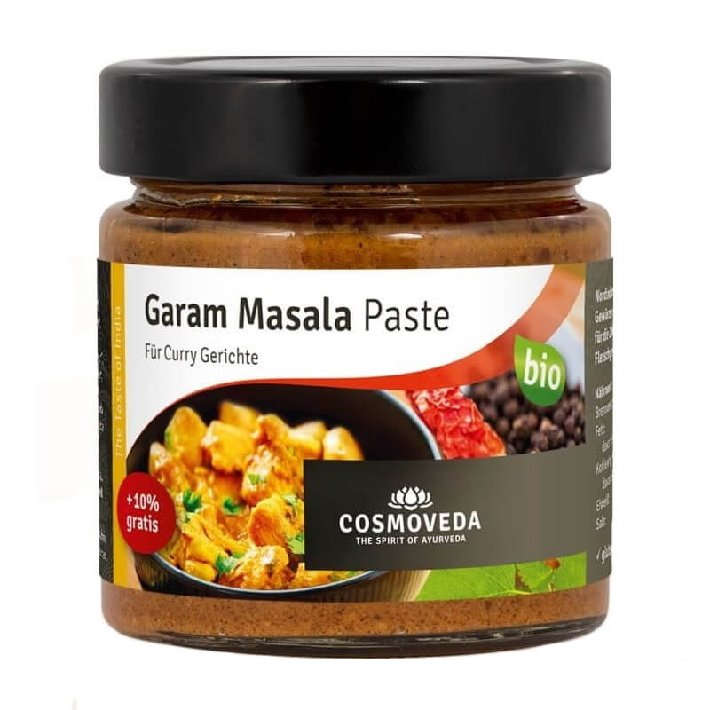 Garam glutenfreie Masalapaste BIO von COSMOVEDA, 175 g, cremige indische Gewürzpaste in Glasbehälter