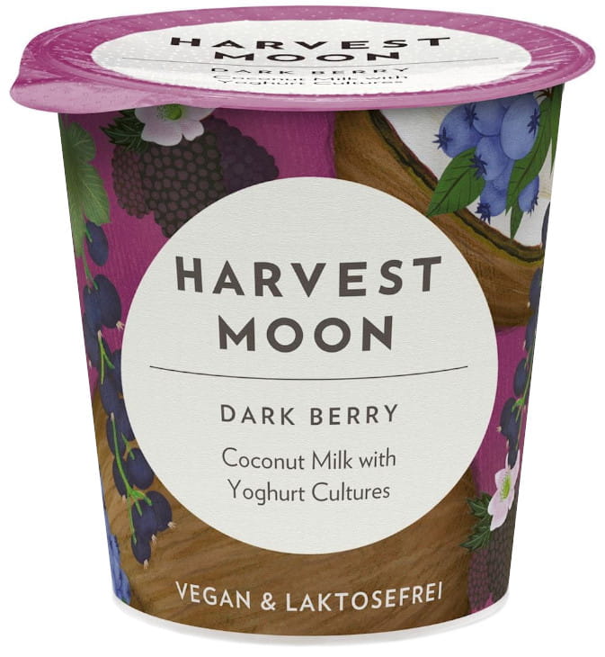 Bio Kokosdessert mit Waldfrüchten von HARVEST MOON, glutenfrei, 125 g, cremige Süßigkeit mit frischen Beeren.