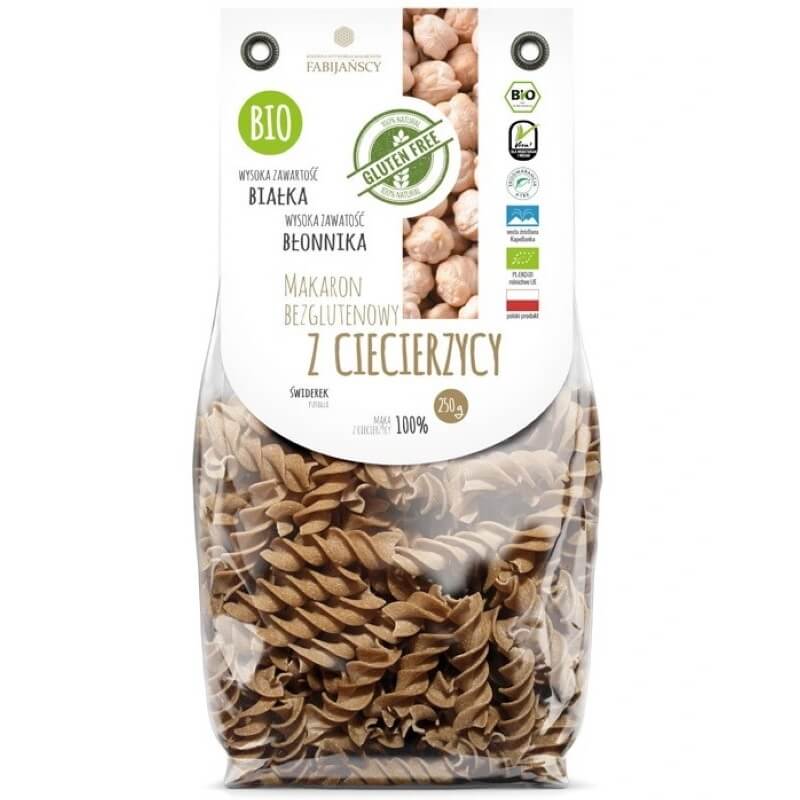Gerstengläser mit glutenfreien Bio-Fusilli-Nudeln aus Kichererbsen, 250 g, von FABIJAŃSCY.