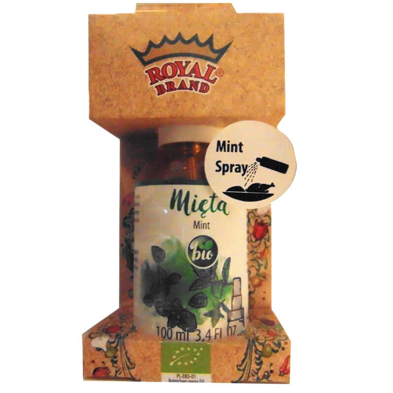 Frischer Minzgewürz in einem Zerstäuber, 100 ml, BIO, von ROYAL BRAND, ideal für Kochen und Getränke.
