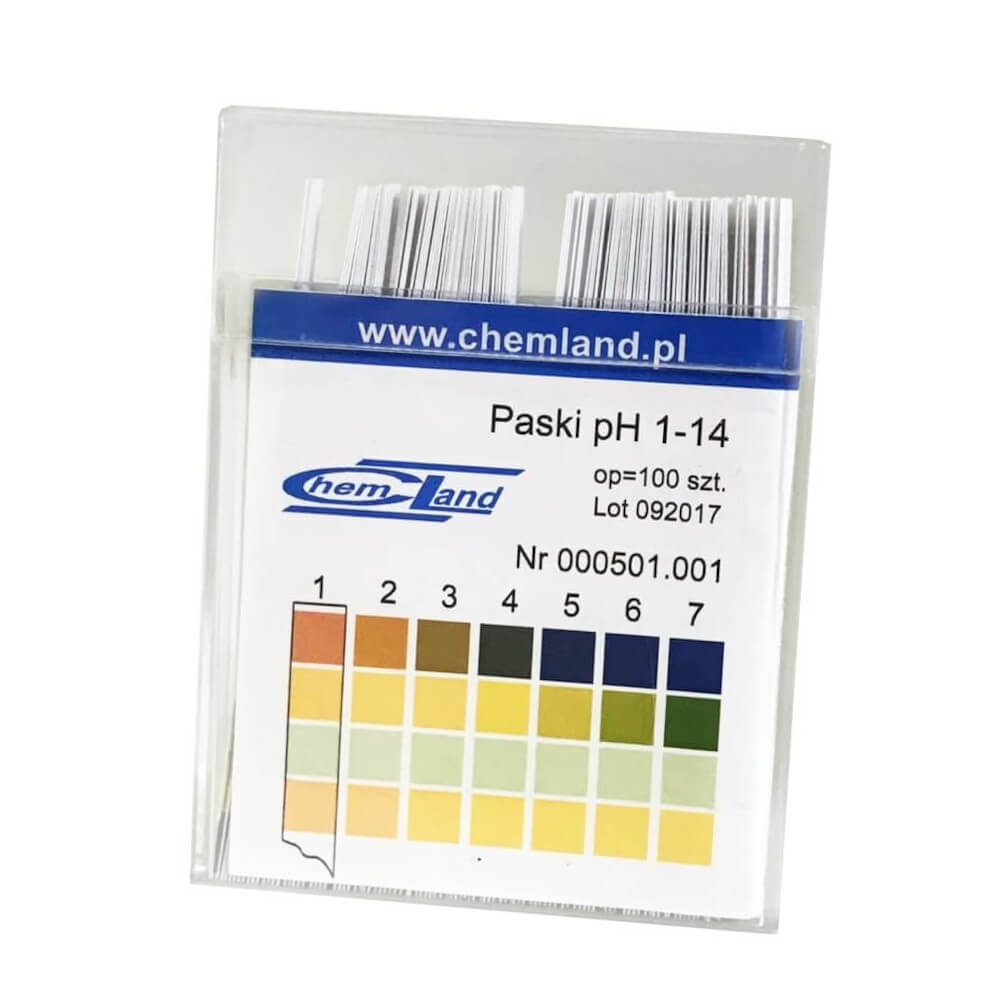 Chemie-Lackmuspapiere PH 1, 14 Streifen, 100 Stück, CHEMLAND, in Kunststoffverpackung, zum pH-Wert messen