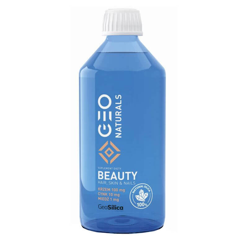 Medizinisches Silizium mit Zink und Kupfer in 500 ml Flasche, fördert Haare, Haut und Nägel, von MEDICALINE Geonaturals.