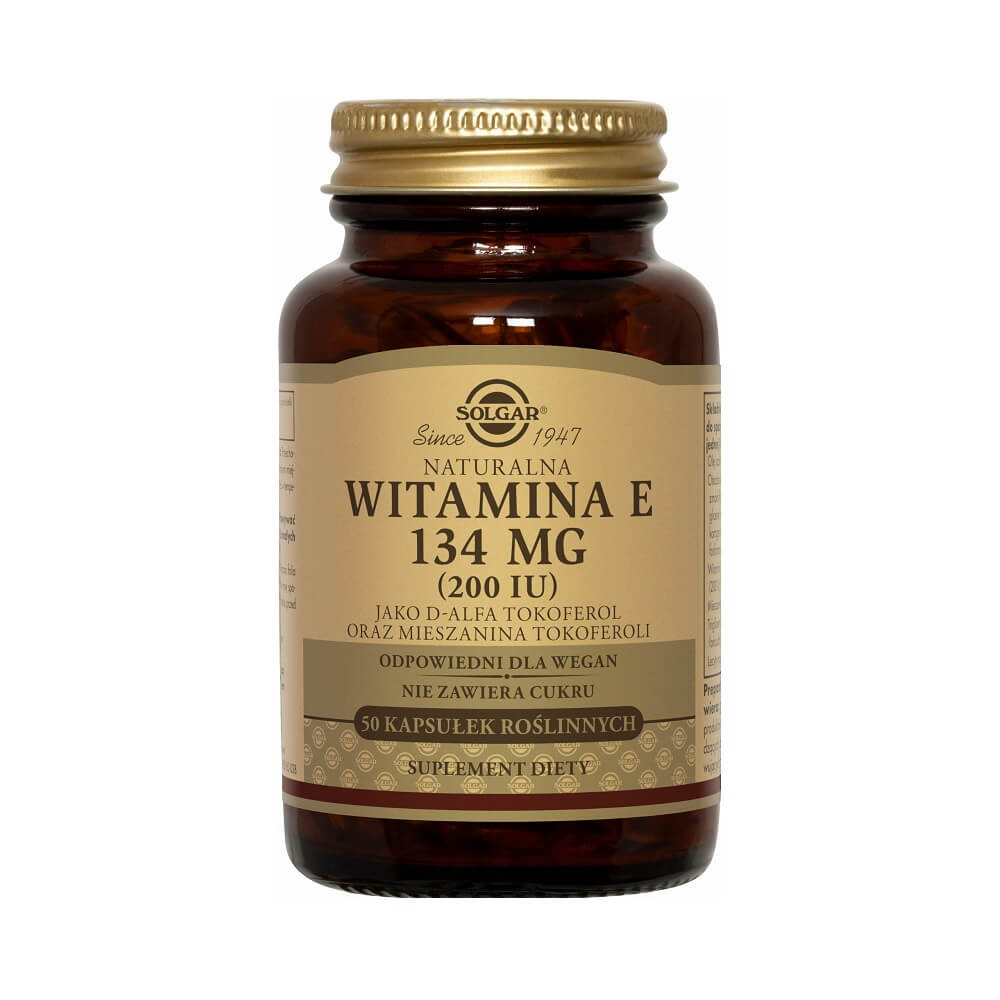 Vitamin E Kapseln von SOLGAR mit 134 mg Alpha-Tocopherol und Tocopherolen, 50 Kapseln für antioxidativen Schutz