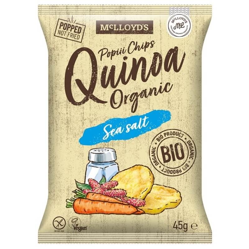Glutenfreie Bio Quinoa-Chips mit Karotten und Meersalz, vegan, knusprig, 45 g, von CIBI, für gesunden Snack.