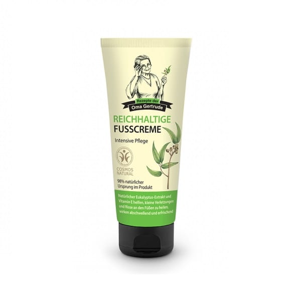 Nährende Fußcreme von Oma Gertrude, Intensivpflege, 75 ml, pflegt und revitalisiert trockene Füße, natürliche Inhaltsstoffe.