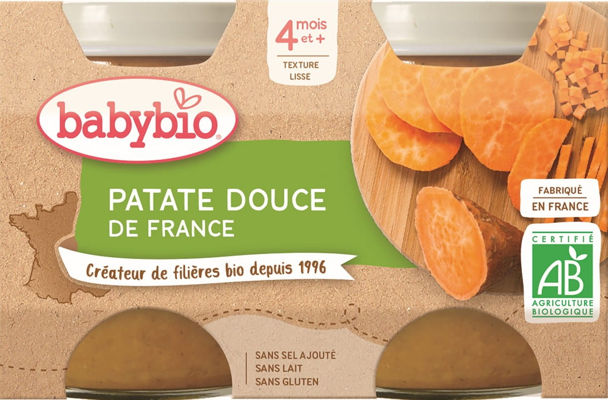 Süßkartoffelpüree für Babys ab 4 Monaten, glutenfrei, BIO, in 2x130 g Packung, von BABYBIO
