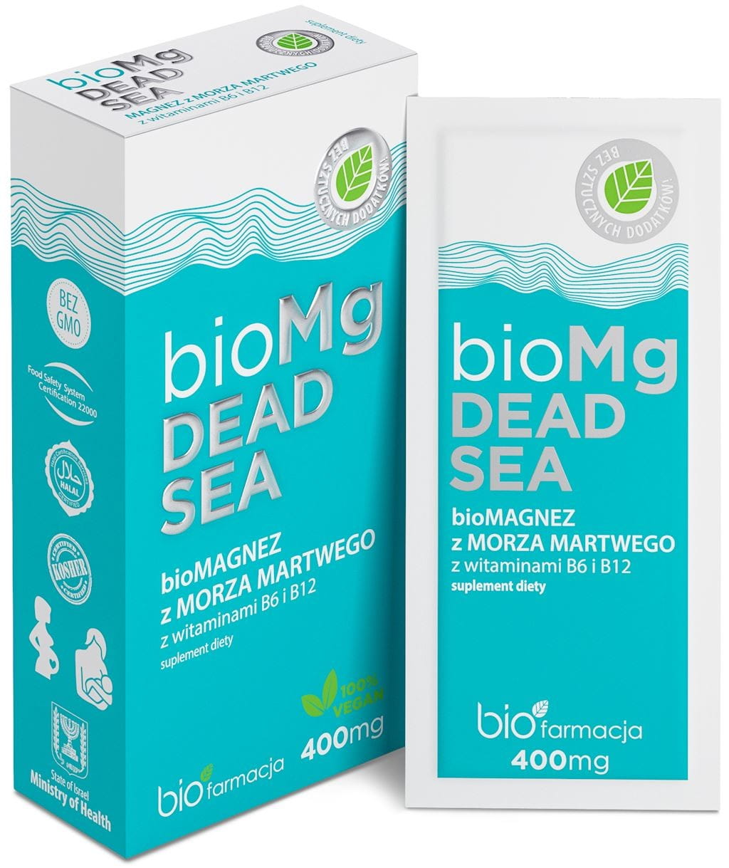Magnesium aus dem Toten Meer mit B6 und B12 in 7 Beuteln, von BIOPHARMATION, zeigt die Beutel mit Magnesium und Vitaminen.