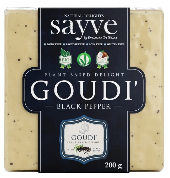 Veganer SAYVE Kichererbsen-Produkt mit Pfeilwurz und schwarzem Pfeffer, laktosefrei und glutenfrei, 200 g.