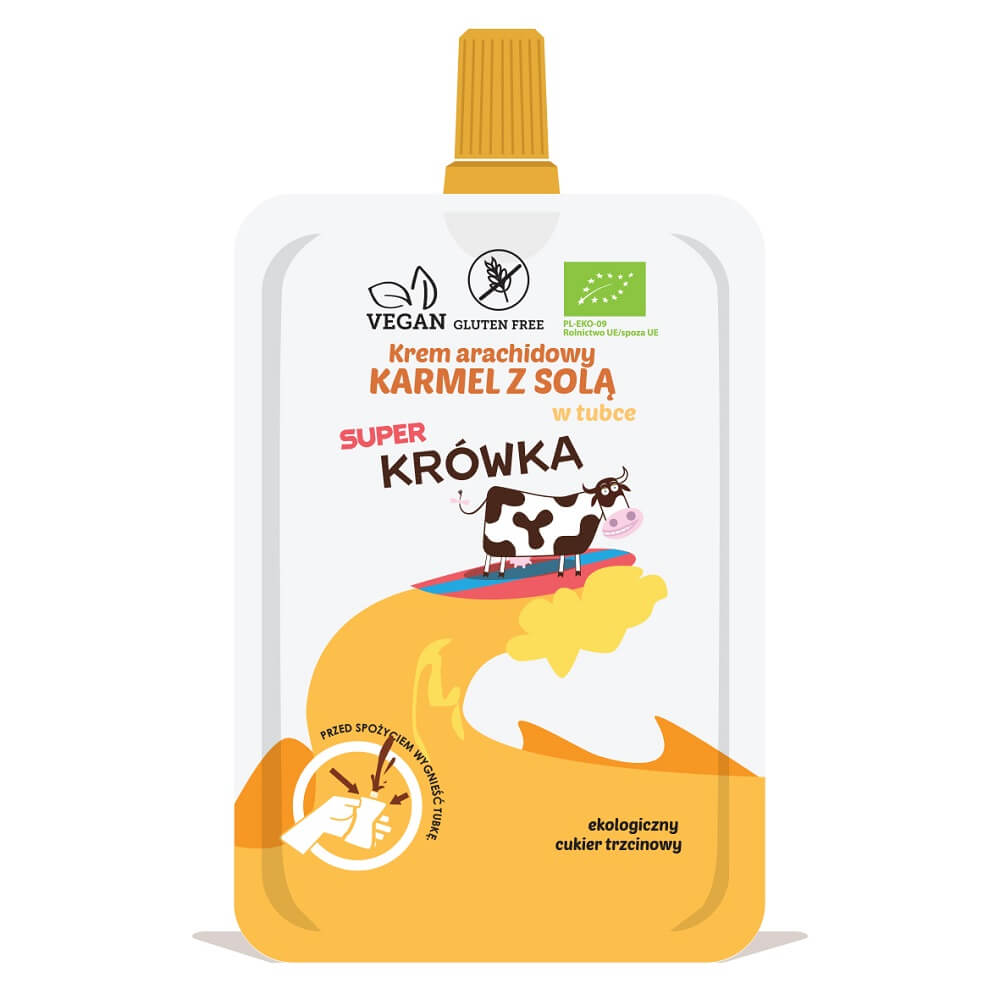 Bio Erdnusscreme Karamell mit Salz in Tube, 50 g, von MEGUSTO, cremige Nussbutter in praktischer Verpackung