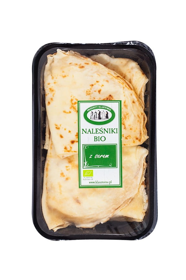 Bio-Pfannkuchen mit Käse von PRODUKTY KLASZTORNE, 400 g, frisch gebratene Pfannkuchen mit geschmolzenem Käse.