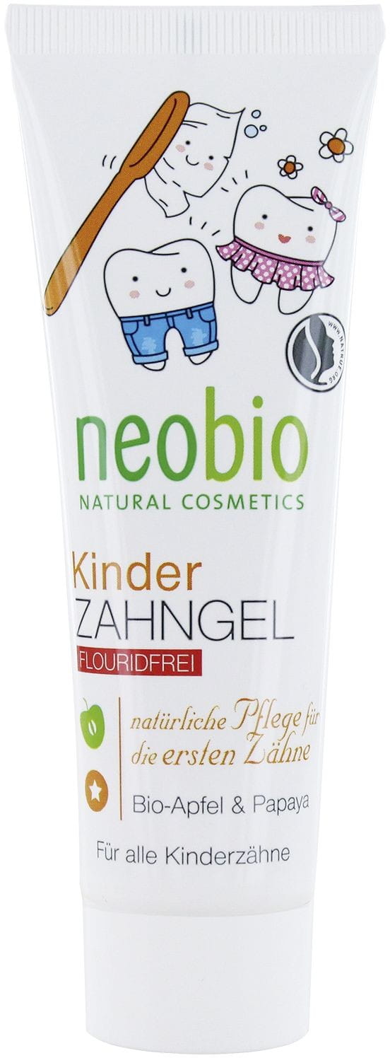 Neobio fluoridfreies Kinder-Zahnwaschgel mit Apfel und Papaya, 50 ml, für sanfte Zahnpflege bei Kindern