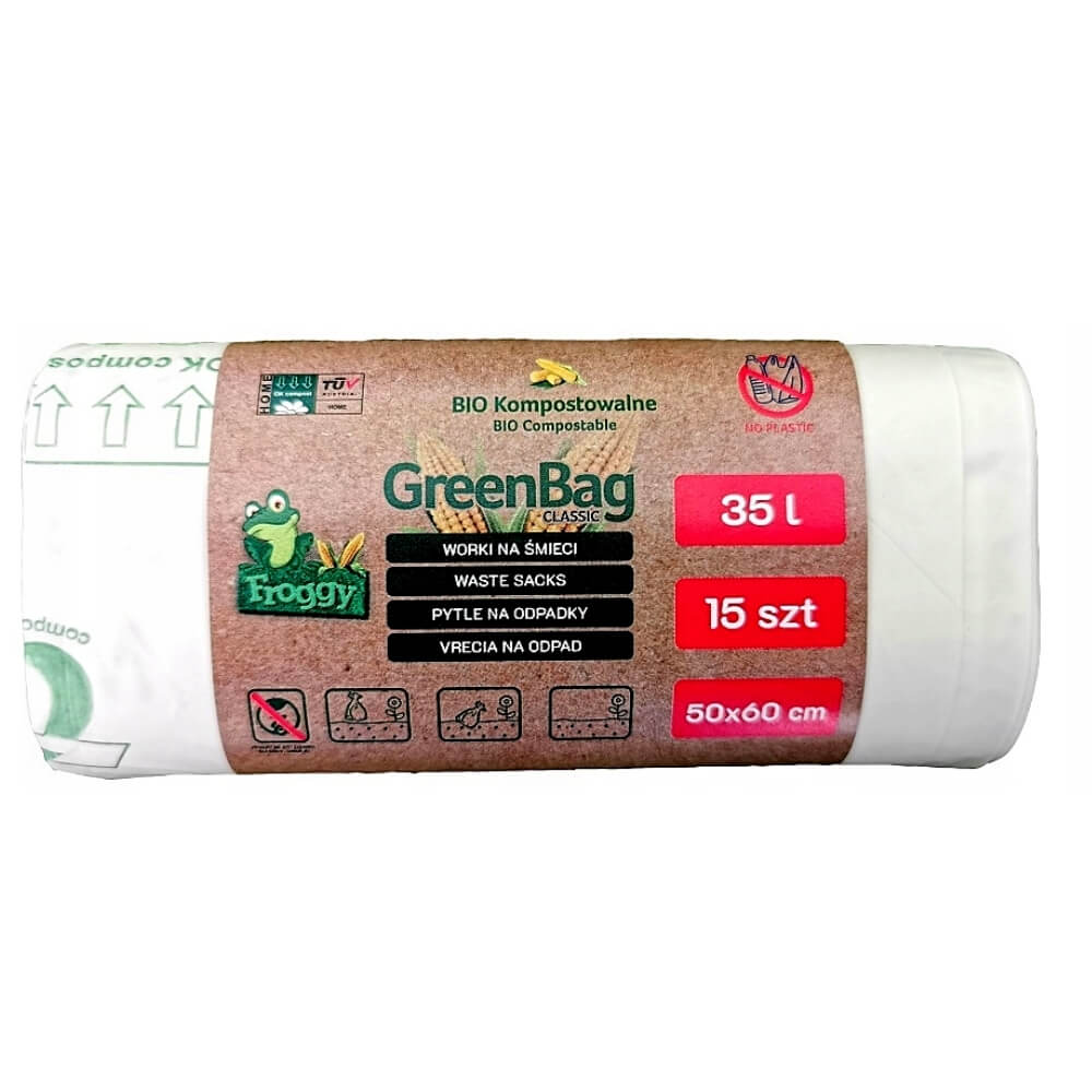 BIO- und Mischabfallbeutel (kompostierbar) 35 L 15 Stück - FROGGY