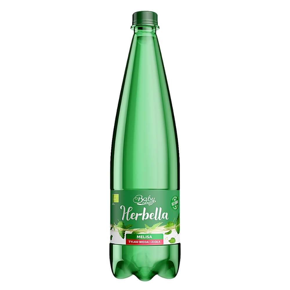 Sprudelwasser mit Zitronenmelissengeschmack, BIO, 1000 ml, von BABY ZDRÓJ, erfrischendes Mineralwasser mit Kräutergeschmack