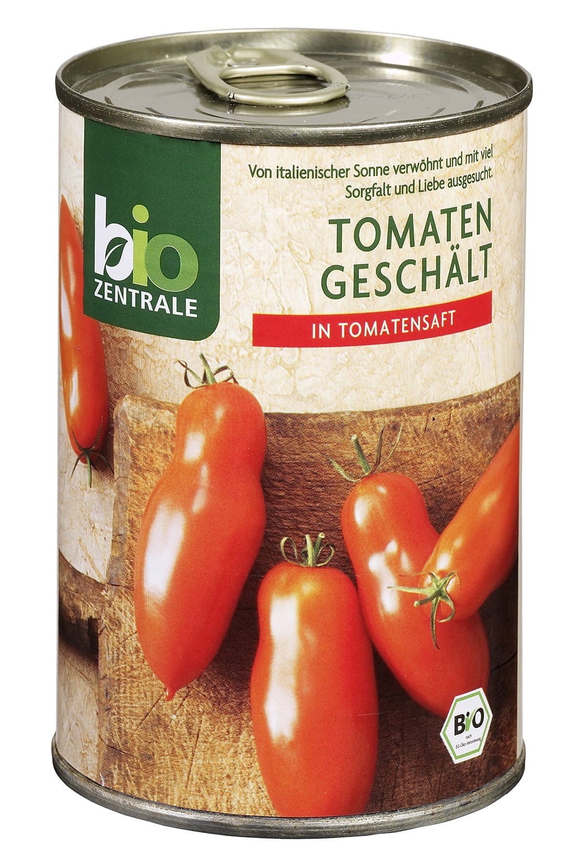 Dosen mit Bio-Tomaten ohne Haut, 400 g, von BIO-ZENTRALE, frische und nachhaltige Bio-Tomaten ohne Schale