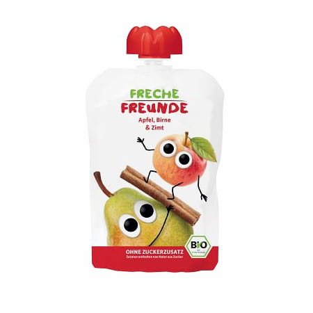Kinder Saftmousse Apfel Birne Zimt von ERDBAR – fruchtige, Bio-Qualität, cremige Konsistenz, 100g, ERDBAR - FRECHE FREUNDE