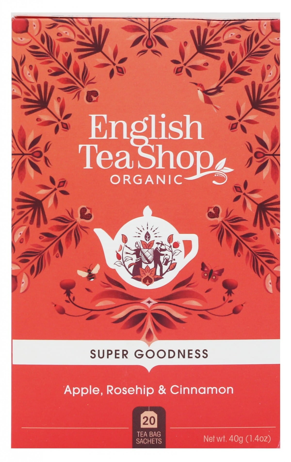 Hibiskustee mit Hagebutte, Apfel, Zimt und Pfefferminze (20x2) BIO 40 g ENGLISH TEA SHOP BIO