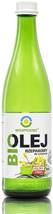 Bio Rapsöl zum Braten, glutenfrei, 500 ml Flasche von BIO FOOD, kaltgepresst und ideal für gesunde Kochrezepte