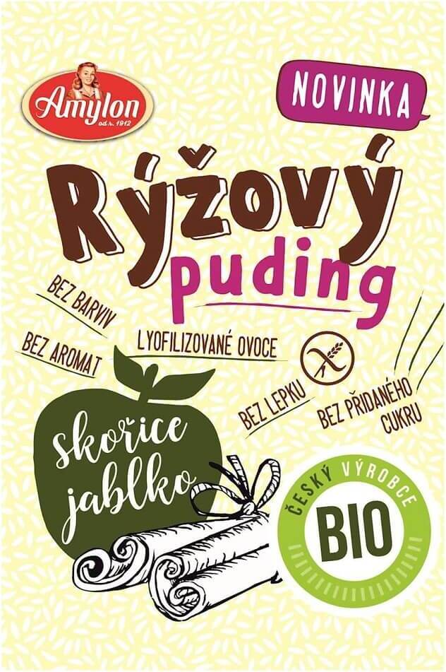 Bio Milchreis mit Apfel und Zimt von AMYLON, glutenfrei, cremiges Dessert in 40 g Packung, fruchtige Apfelstückchen, Zimnaroma