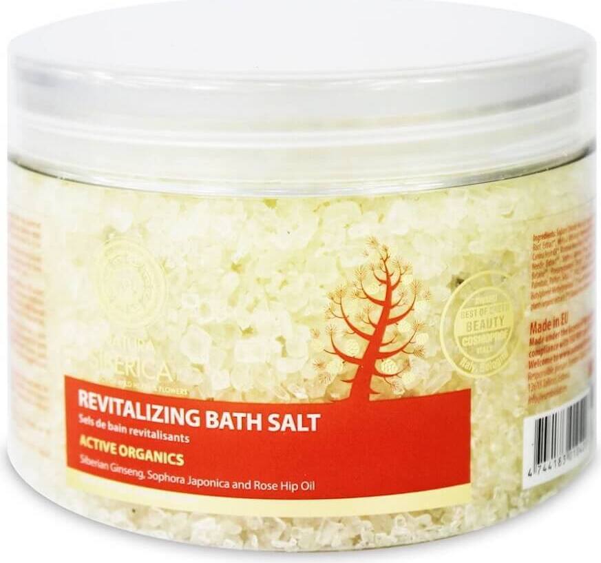 Vitalisierendes Badesalz von NATURA SIBERICA in 600 g Packung, mit natürlichen Inhaltsstoffen für ein entspannendes Bad.