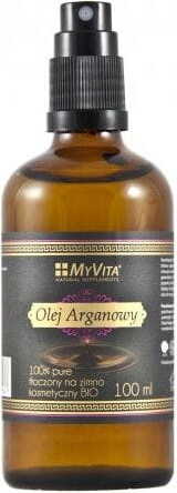 Kaltgepresstes BIO Jojobaöl von MYVITA in 50ml Flasche, flüssiges Kosmetikum für Hautpflege, transparentes Glas.