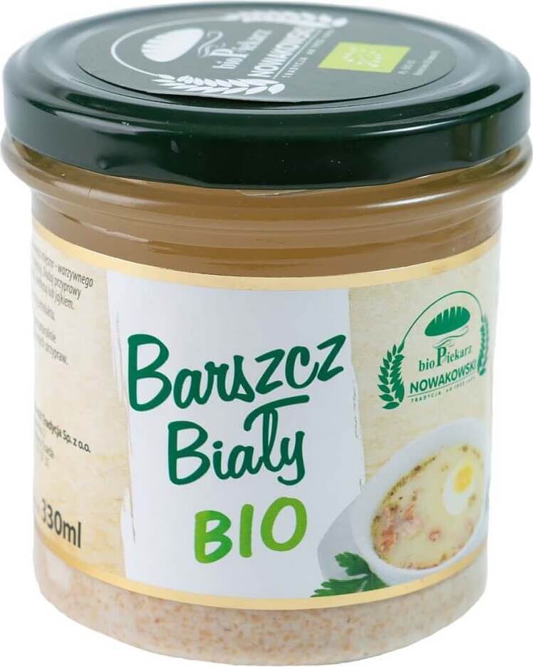 Weiße Borschtsch BIO von BIOPIEKARZ NOWAKOWSKI TRADYCJA, 330 ml, cremige, vegetarische Suppe in Glasflasche