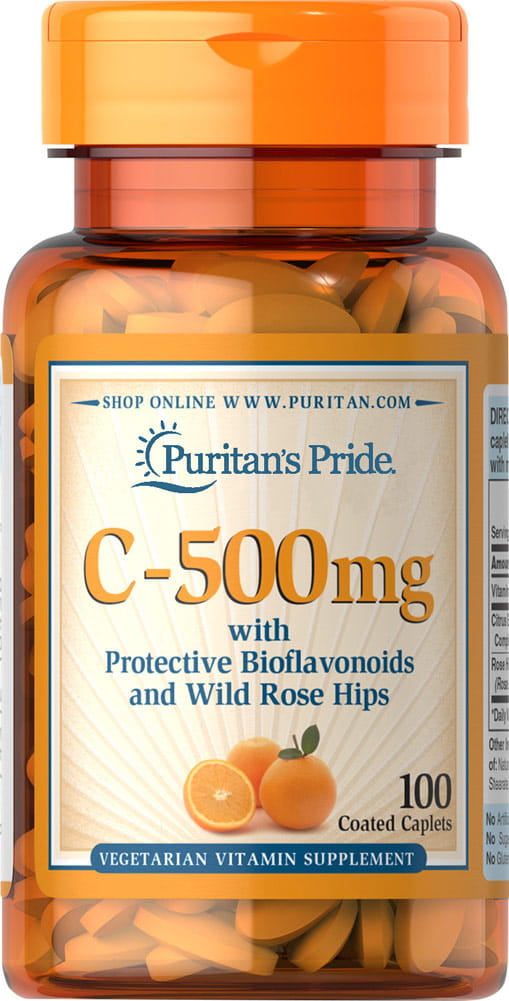 Vitamin C - 500 mg L-Säure - Ascorbin 100 Kapseln PURITAN'S PRIDE
