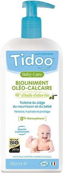 Öl-Kalk-Emulsion für Babys und Kinder von TIDOO, 450 ml, pflegt und schützt empfindliche Haut sanft und natürlich.