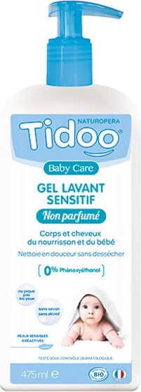Sanftes TIDOO Körper- und Haarwaschgel für empfindliche Baby- und Kinderhaut, 475 ml, feuchtigkeitsspendend und hypoallergen