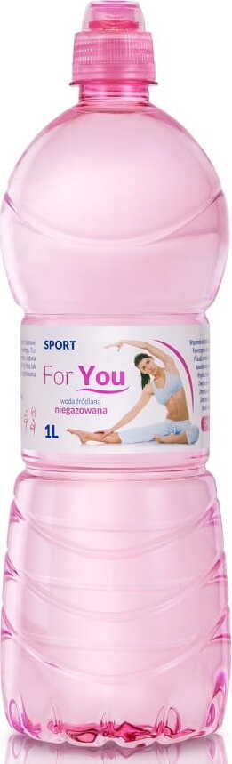 Sportwasser für Frauen von BABY ZDRÓJ, 1000 ml, klare Flasche mit sportlichem Design und Wasserfüllung sichtbar