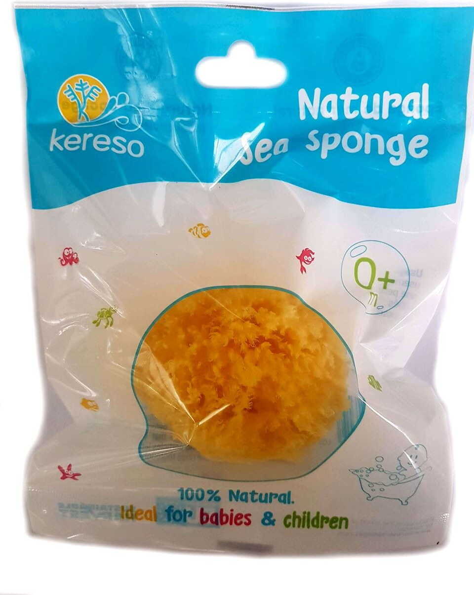 Natürlicher Meeresschwamm für Babys und Kinder von KERESO, hautfreundlich und weich, ideal für empfindliche Babyhaut.