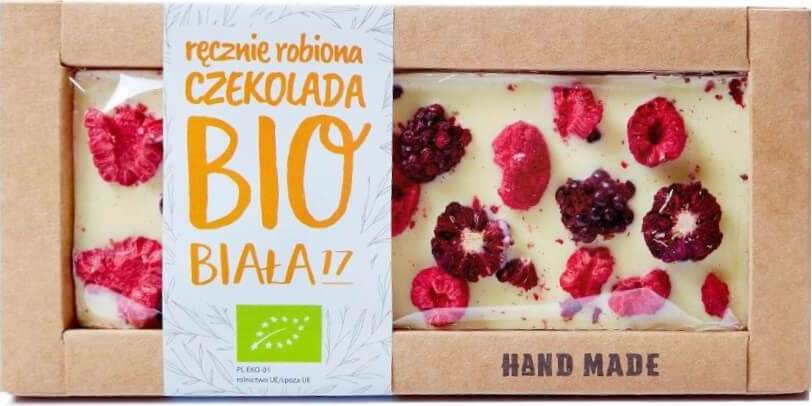 Weiße Schokolade mit Himbeeren und Brombeeren BIO 53 g - STAROPOLSKA SÜSSWAREN