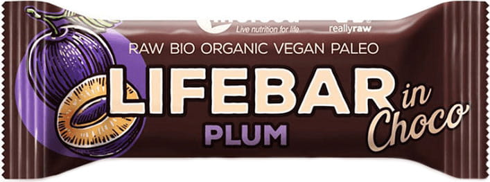 Roher, glutenfreier BIO Zwetschgenriegel von LIFEFOOD, 40 g, mit getrockneten Zwetschgen und natürlichen Zutaten.