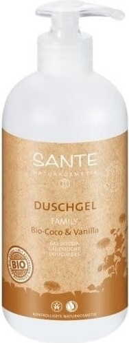 Duschgel SANTE mit Kokosnuss und Vanille, 500 ml Flasche, cremige Textur, natürliche Inhaltsstoffe, für ein angenehmes Duscherlebnis