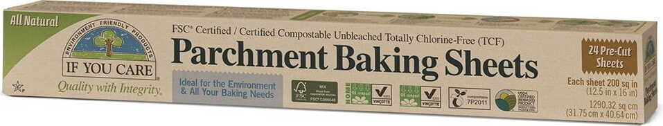 Unbleichtes, kompostierbares Backpapier von IF YOU CARE, 24 Blatt, umweltfreundlich und ideal zum Backen in der Küche.