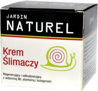 Schneckenschleimcreme von JARDIN naturel in 125ml Tube, sichtbare Verpackung mit Schneckenmotiv und Creme-Textur.