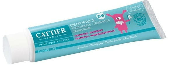 Kinder-Zahnpasta mit Himbeergeschmack von CATTIER, 50 ml, für Kinder im Alter von 2 bis 6 Jahren.