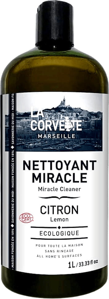 Reinigungsmittel von LA CORVETTE, Lemon Eco, 1000 ml, Universalmittel zur Reinigung aller Oberflächen, gelbe Flasche