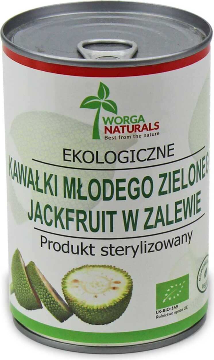 Junge grüne Jackfruchtstücke in Salzlake BIO 400 g (220 g) (Dose) - WORGA NATURALS