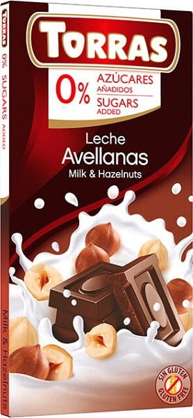 Milchschokolade mit Haselnüssen von TORRAS, glutenfrei, mit Milch und Haselnüssen, 75 g, cremige Schokoladentafel