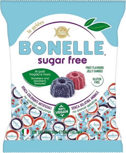 Brombeer- und Erdbeer-Geleebohnen ohne Zuckerzusatz 90 g BONELLE FIDA