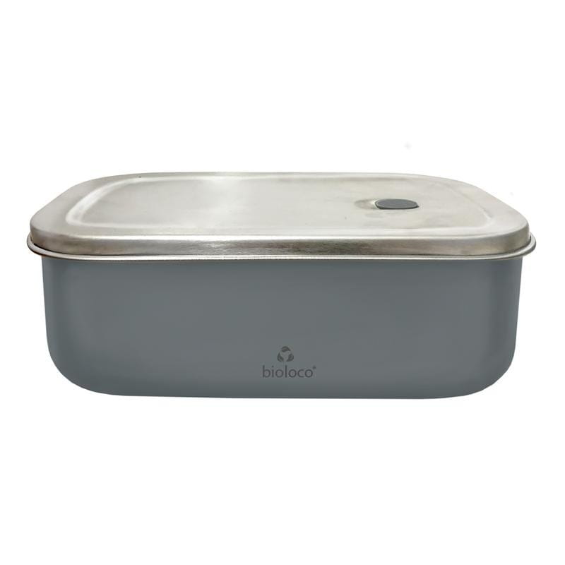 Dunkelgraue Edelstahl Lunchbox mit 800 ml Fassungsvermögen und Fach von CHIC-MIC, ideal für Lunches und unterwegs