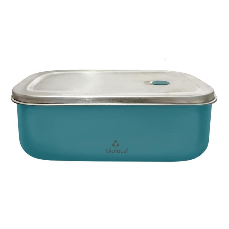 Edelstahl Lunchbox mit türkisem Fach, 800 ml, von CHIC-MIC, langlebige und praktische Brotdose für unterwegs