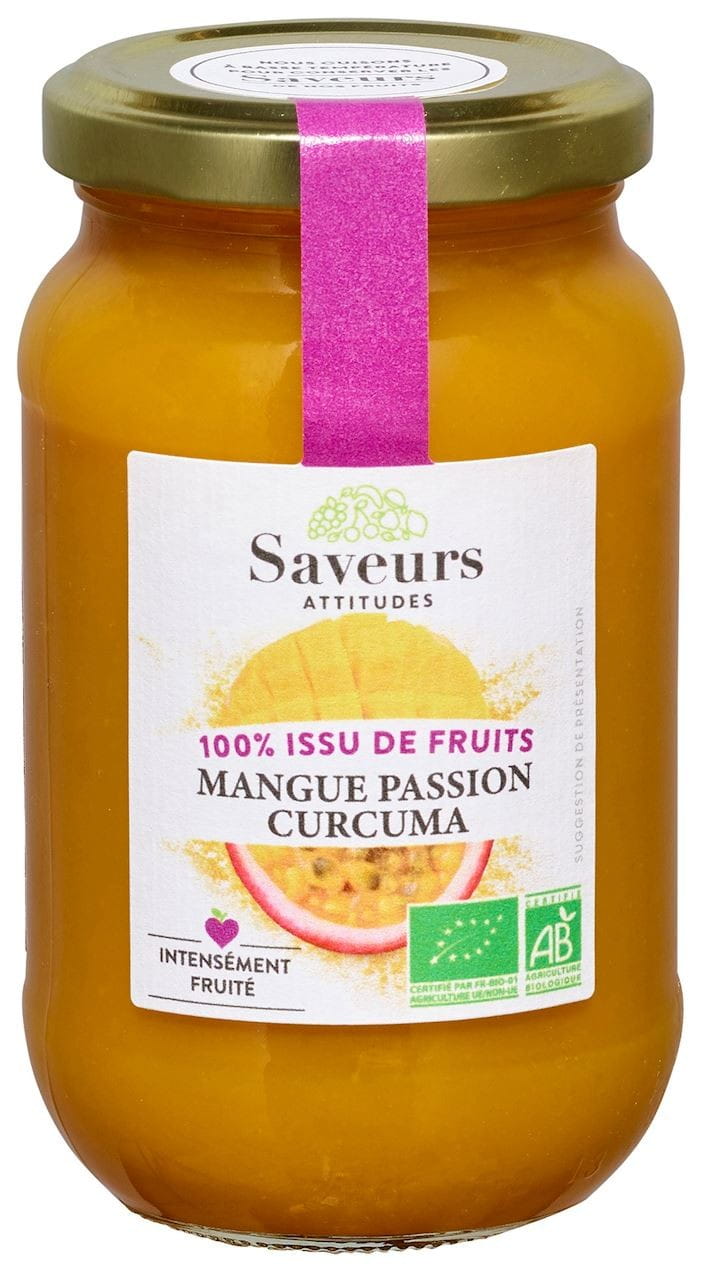 Mango-Maracuja-Mousse mit Kurkuma BIO 310 g - SAVEURS ET FRUITS
