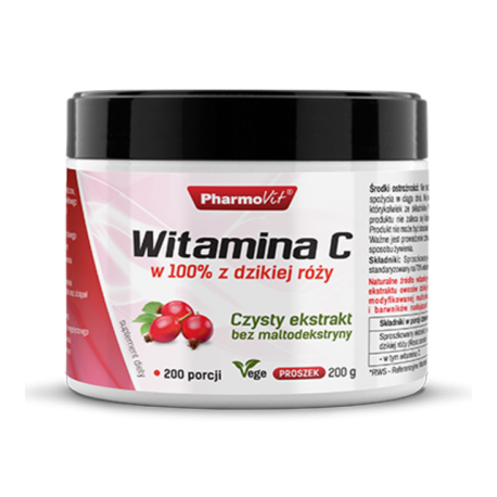Reines Hagebuttenextraktpulver von PHARMOVIT, Vitamin C, 200 g, mit 200 Portionen, fein gemahlen und in Beutel verpackt