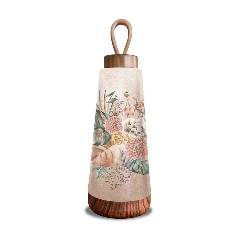Thermoflasche mit Silikongriff und Trockenblumen, 350 ml, CHIC-MIC, isolierte Trinkflasche für heiße und kalte Getränke